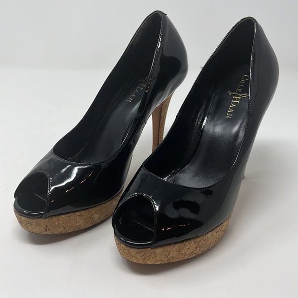 Cole Haan Shoes - Cole Haan Black Platform Peep Toe Heels Size 7.5